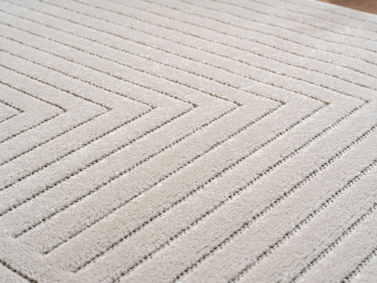 TEPPICH In-/Outdoor Kurzflor Skandinavisch Muster Polypropylen Terrasse Creme Läufer 80x250 - Creme, Textil (80/250cm) - KADIMA DESIGN