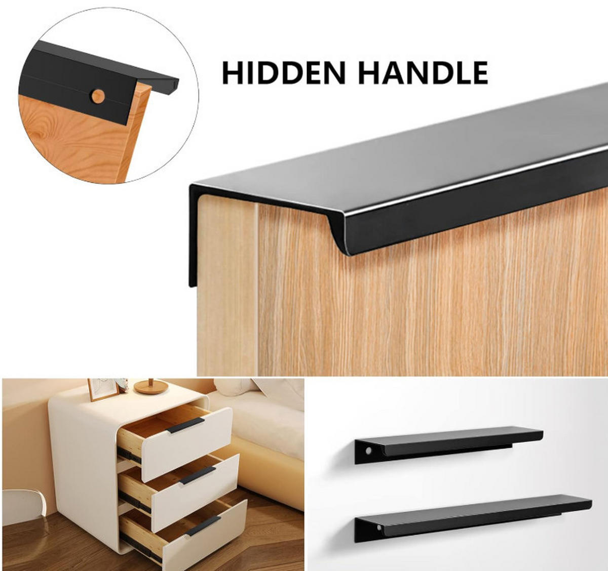 MÖBELGRIFF Schwarz 10er-Set 150 mm - Schwarz, Metall (3/2/15cm)