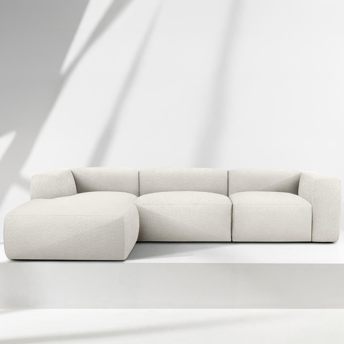 ECKSOFA LINKS BUFFO, Weiß - Weiß, Holz/Holzwerkstoff (285/176cm) - KONSIMO®