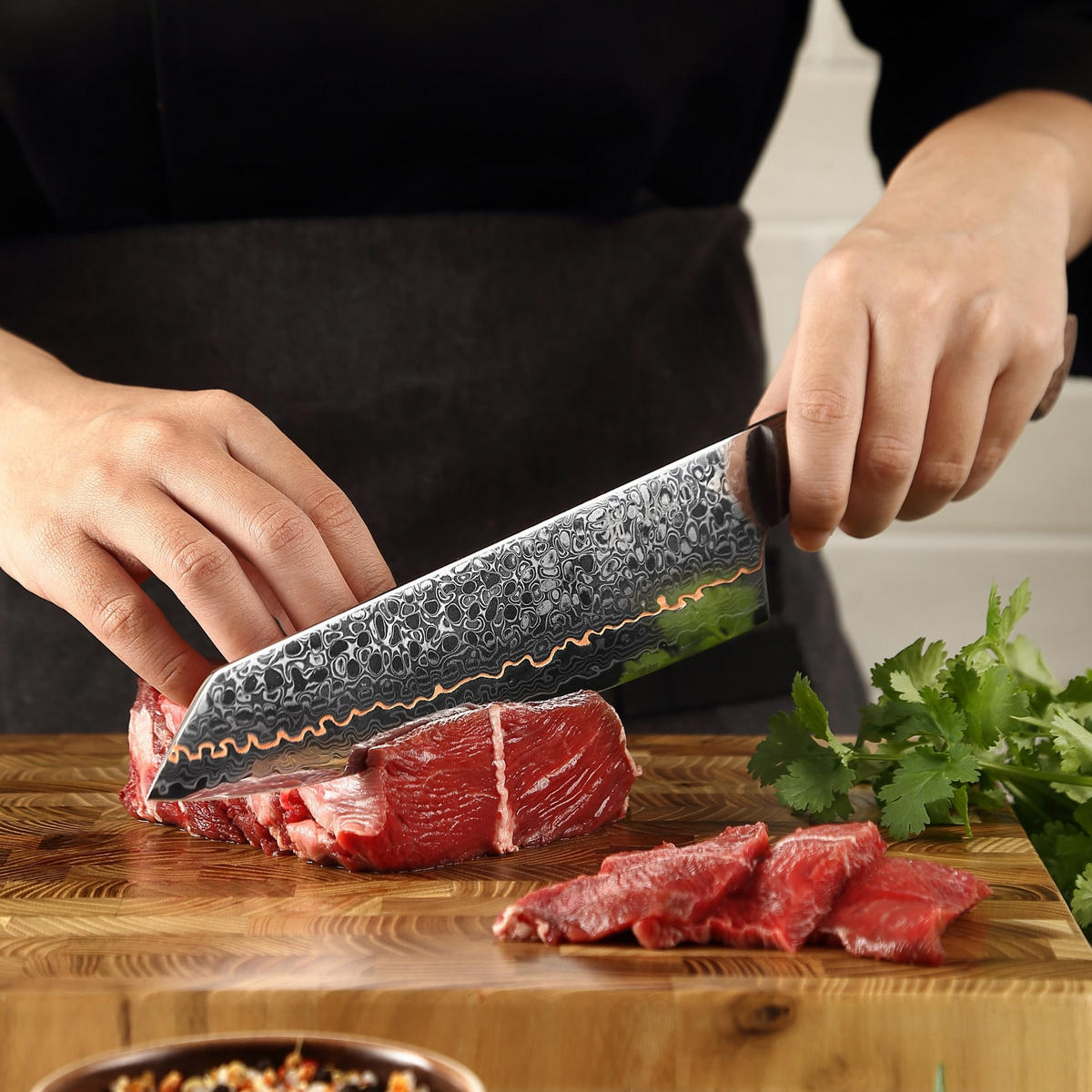 KIRITSUKEMESSER 20 cm - Kupferfarben, Holz/Metall (1cm) - Wakoli