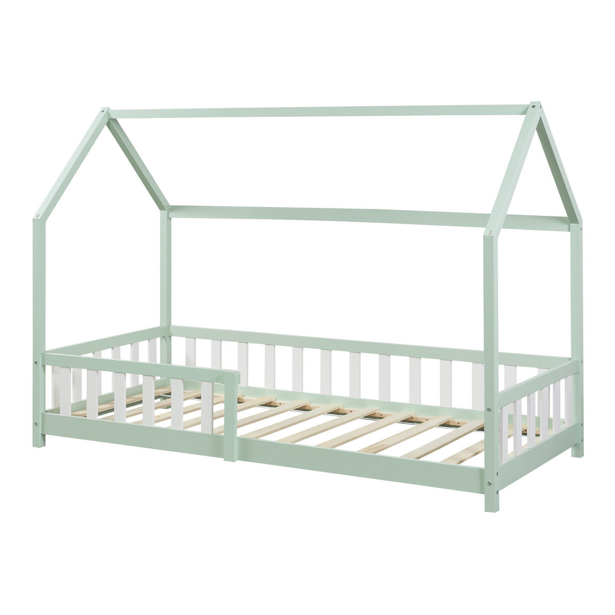 HAUSBETT Hesel - Mintgrün, Holz (90/200cm) - [en.casa]