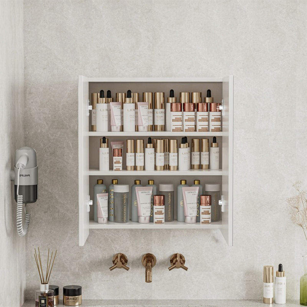 BADEZIMMERSCHRANK, weiß 60/22/60 cm - Weiß, Holzwerkstoff (60/60/22cm)