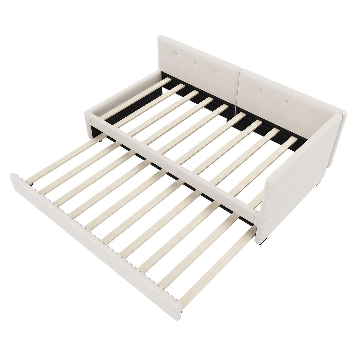 TAGEBETT 90x200cm Beige mit Rollbett minimalistisch - Beige, Holz (90/200cm) - FLIEKS