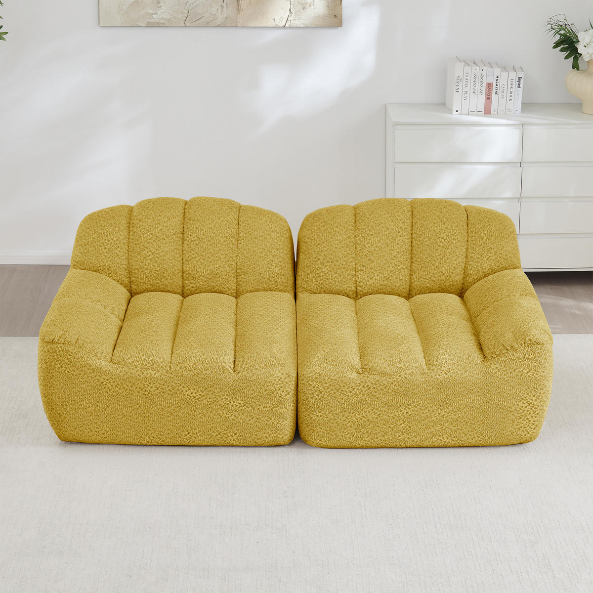 2-SITZER SOFA Granuliertes Fleece Gelb - Gelb, Textil (210/79/104cm) - WISHDOR