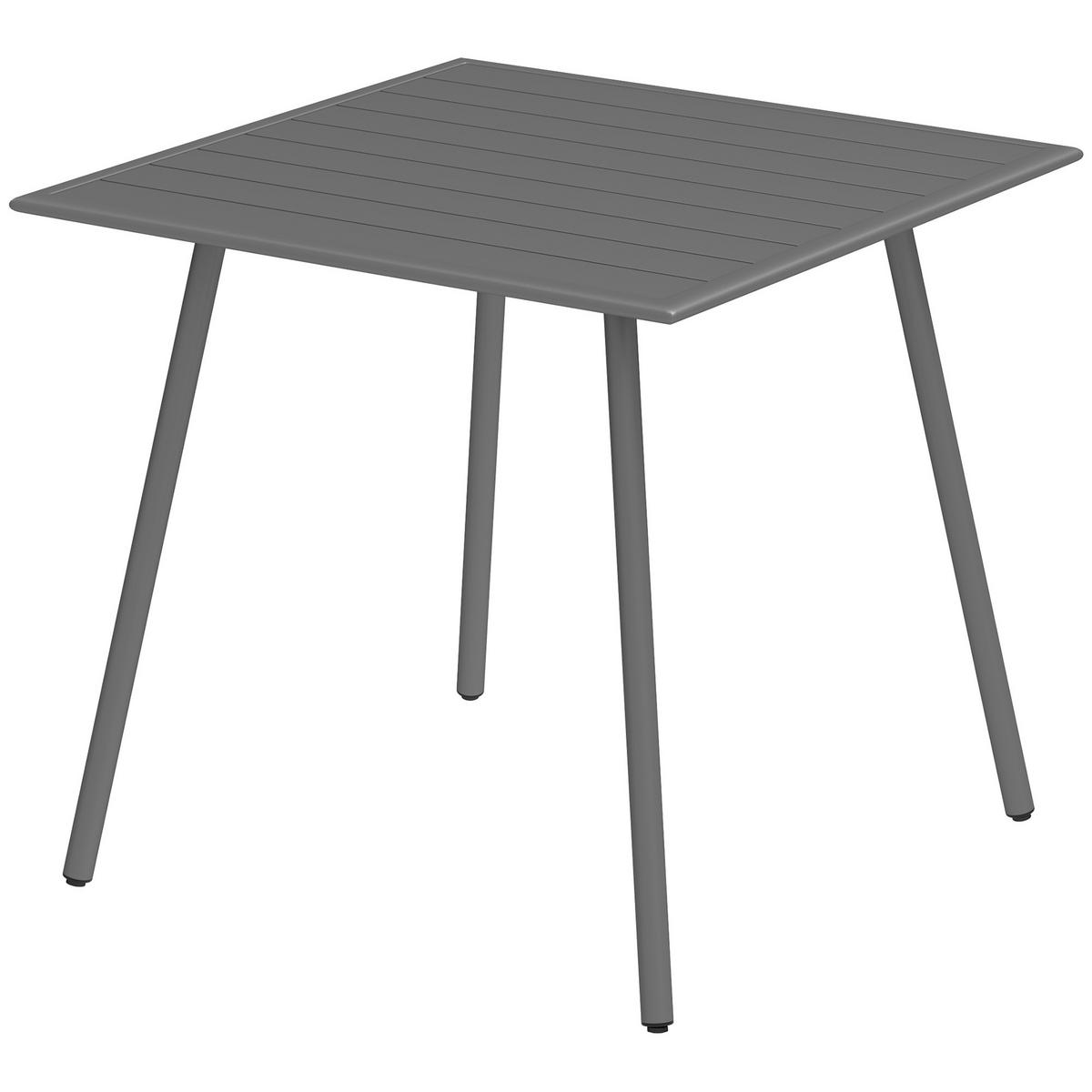 GARTENTISCH DE-14123 quadratisch 80x80 cm, Lattenrost Grau - Grau, Metall (80/80/74cm) - ComfortXL