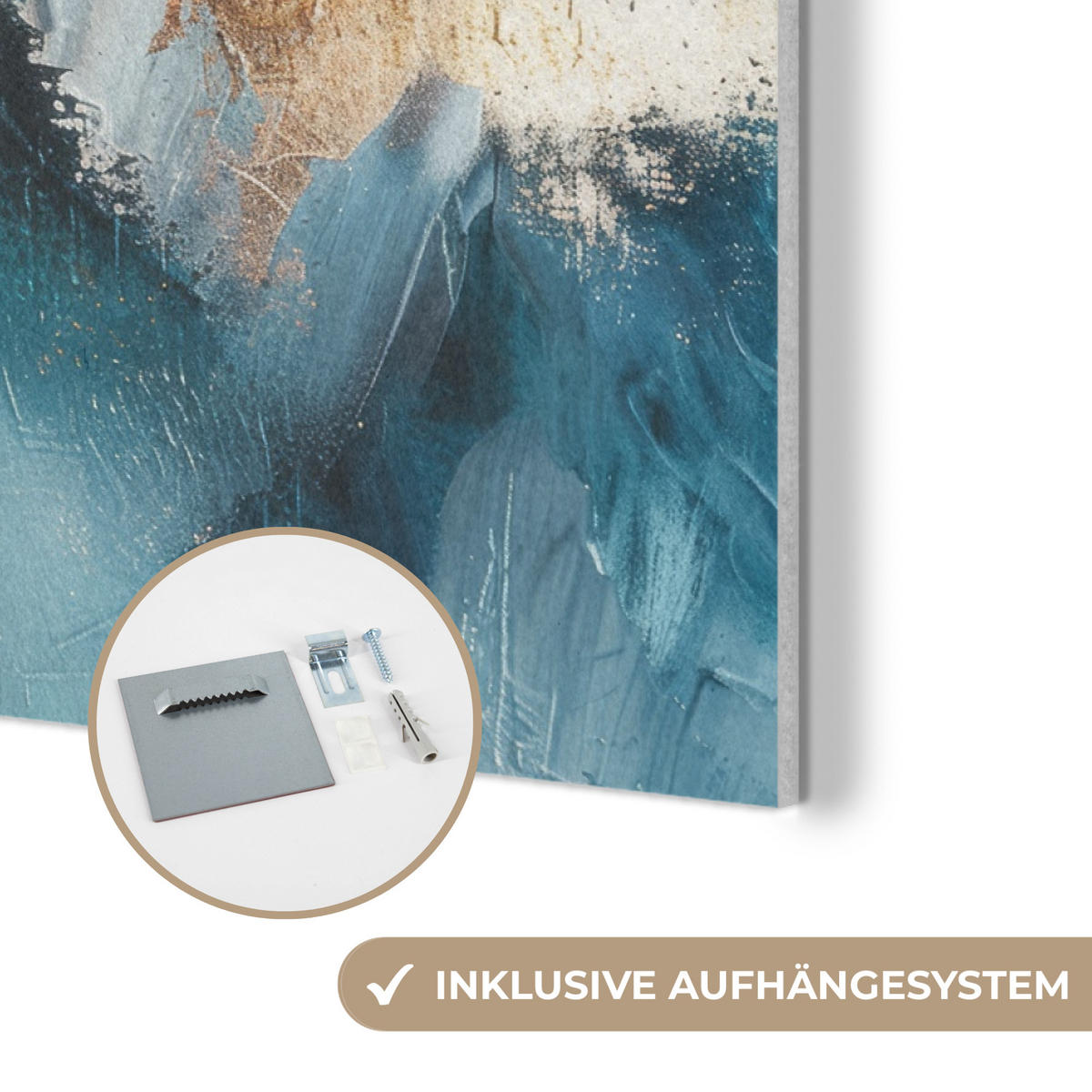 AKUSTIKBILD Abstrakt - Kunst - Gold - Blau Akustikpaneele 90x60 cm - Petrol, Kunststoff (90/60/0.9cm) - MuchoWow