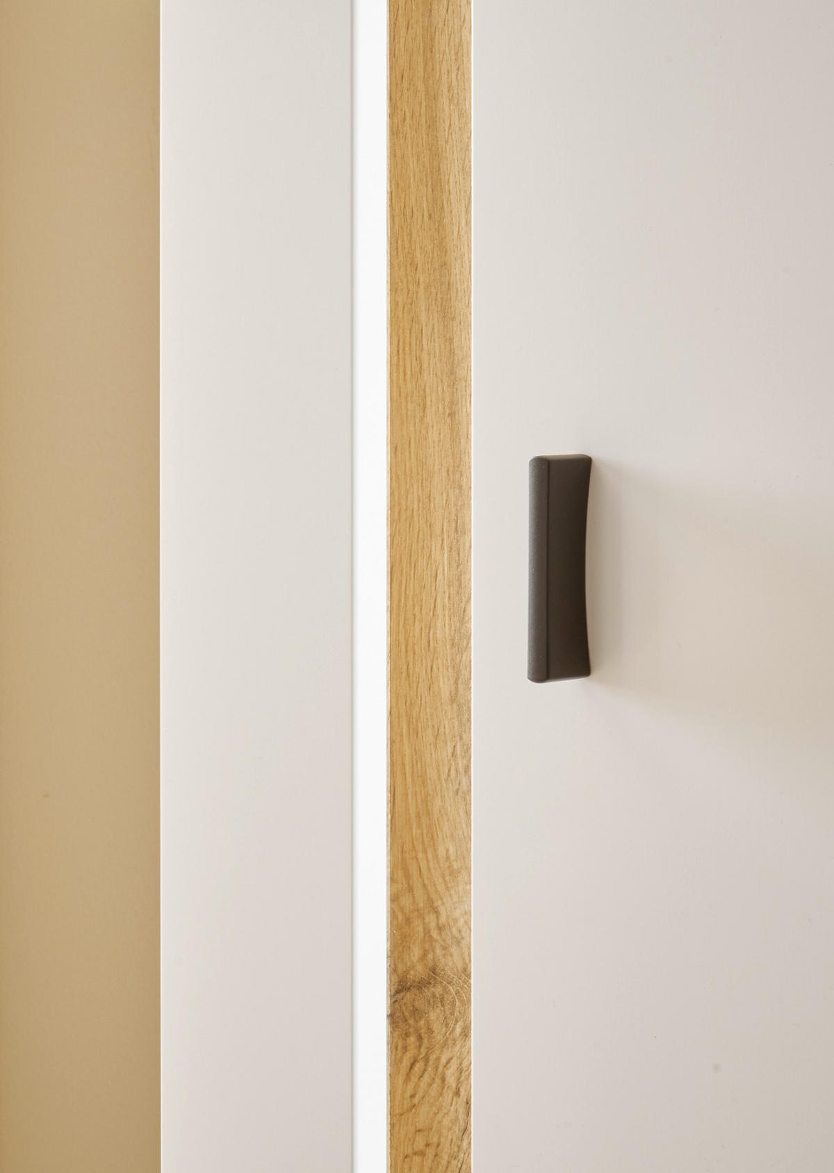 VITRINE weiß matt, Eiche Wotan 55 x 200 cm, Vitrinenschrank inklusive Frontbeleuchtung - Silberfarben/Eiche Wotan, Glas/Holzwerkstoff (55/200/35cm) - Furn.Design