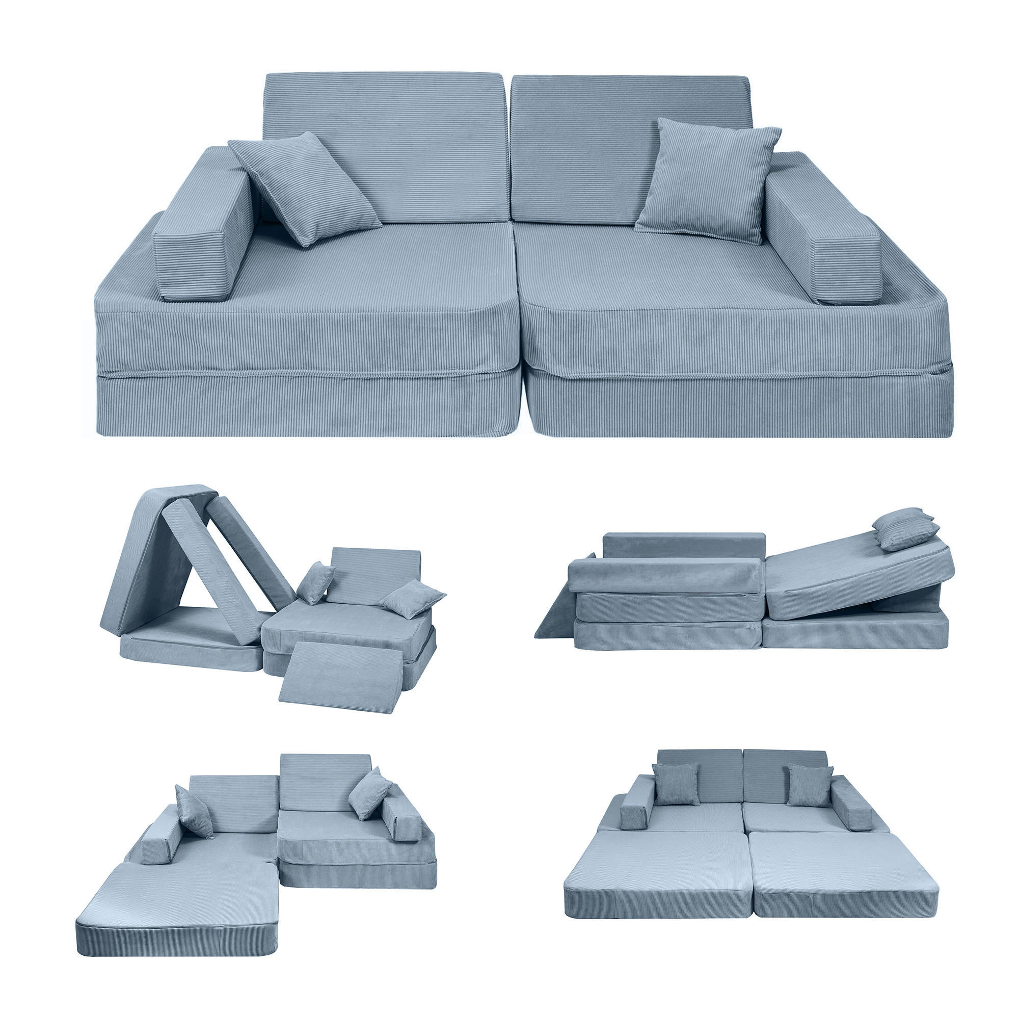 KINDERSOFA, Angelove, Cordsamt, Türkis - Türkis, Textil (160/24/80cm) - MeowBaby