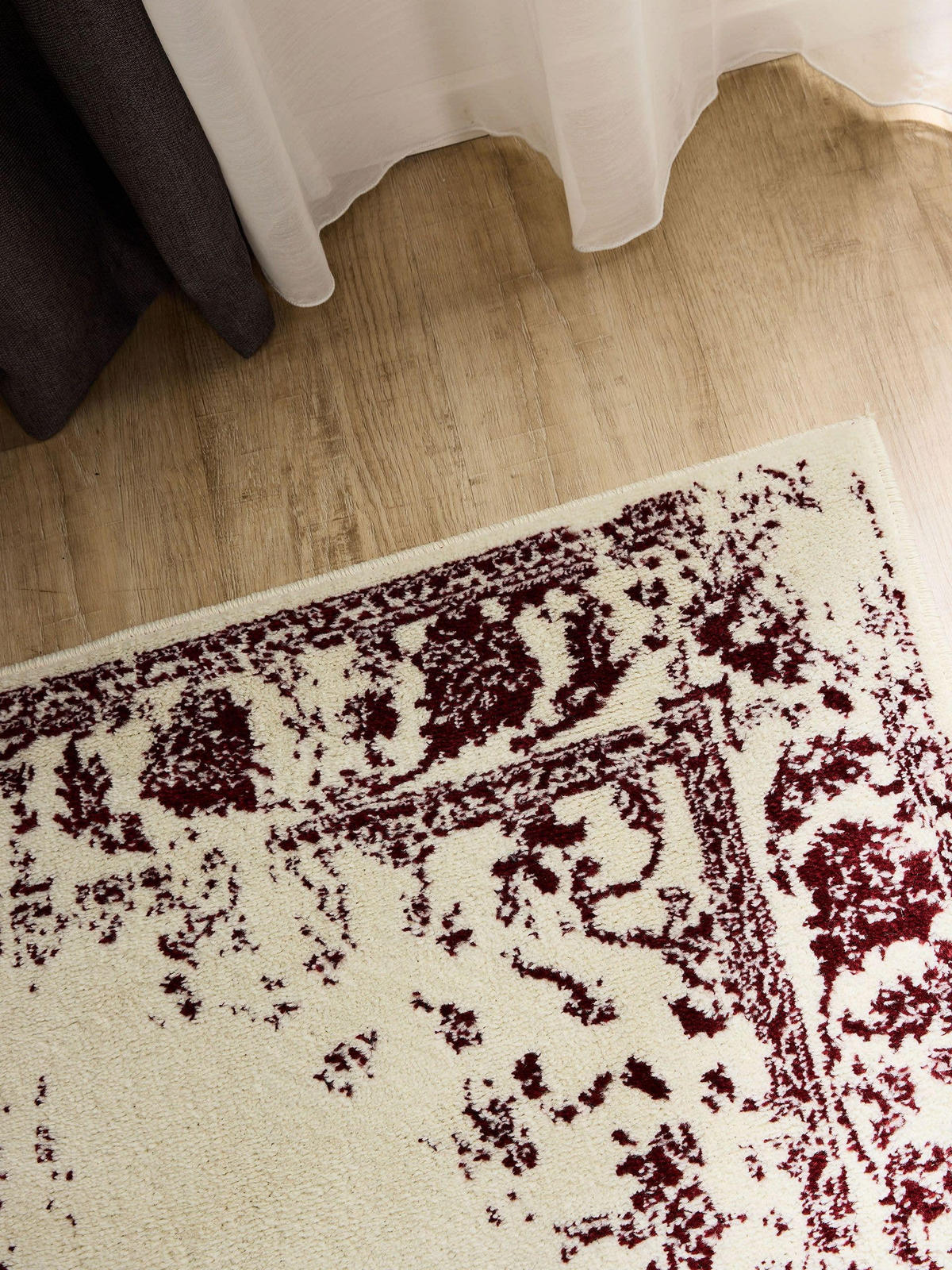 VINTAGE-LÄUFER Suki 80/240 cm - Rot/Creme, Kunststoff (80/240cm) - benuta