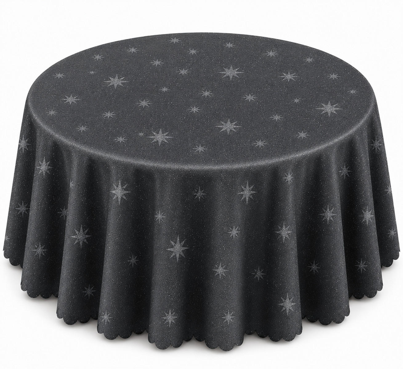 TISCHDECKE 135 rund Lurex Sterne Grau - Grau, Textil (135cm) - TiborTex