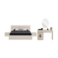 BETTANLAGE Velteria Typ-2 Bett mit Kopfteil 2 Nachttischen und Kommode - Creme, Holzwerkstoff (160/200cm)