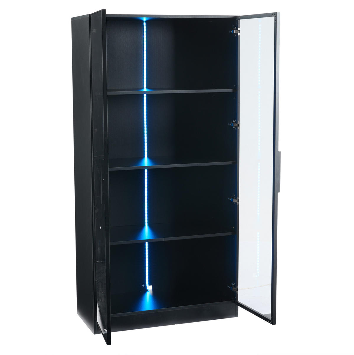 VITRINE 80/40/160 cm Schwarz aus Spanplatte mit LED-Beleuchtung - Schwarz, Holzwerkstoff (40/160/80cm) - OKMYHOME