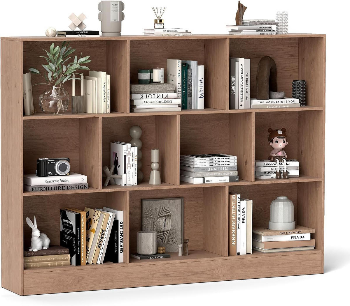 BÜCHERREGAL Braun - Braun, Holz (24/104/140cm) - COSTWAY