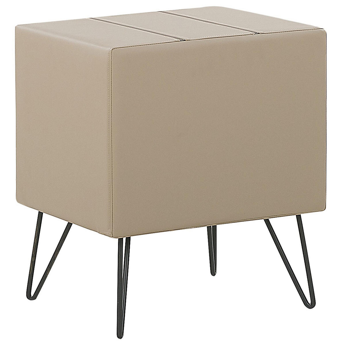 NACHTTISCH beige Kunstleder schwarze Metallbeine 41/48/56 cm Betin - Beige, Kunststoff/Textil (48/56/41cm) - Beliani