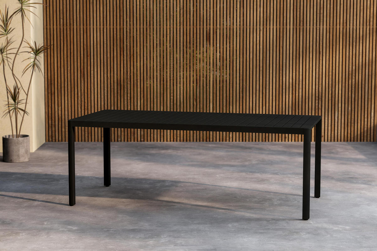 GARTENESSTISCH GIARDINI Schwarz 90x200x72 cm - Schwarz, Metall (200/90/72cm) - FURNLUX