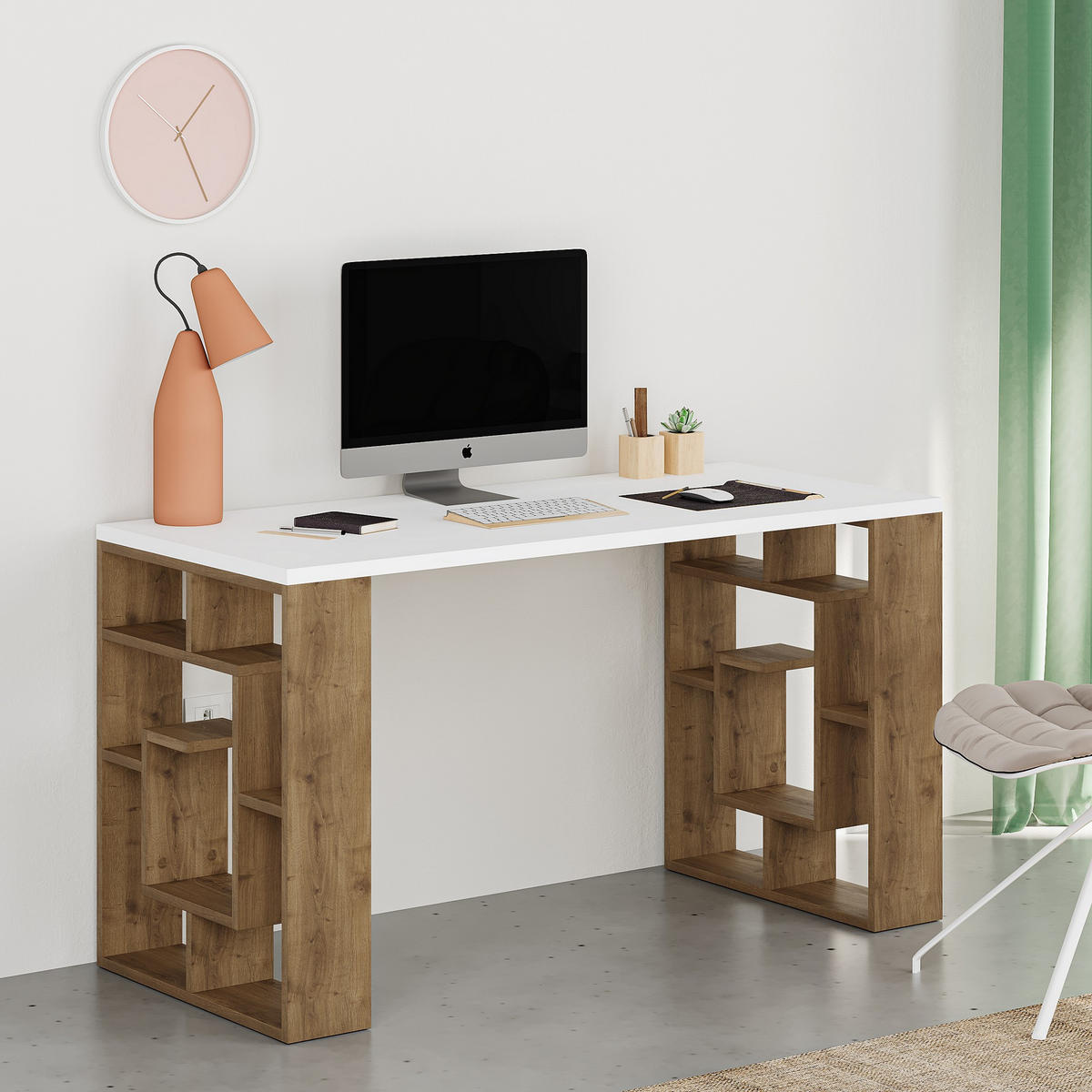 SCHREIBTISCH maze weiss - Weiß, Holz (140/60/75cm) - Habitat Garten
