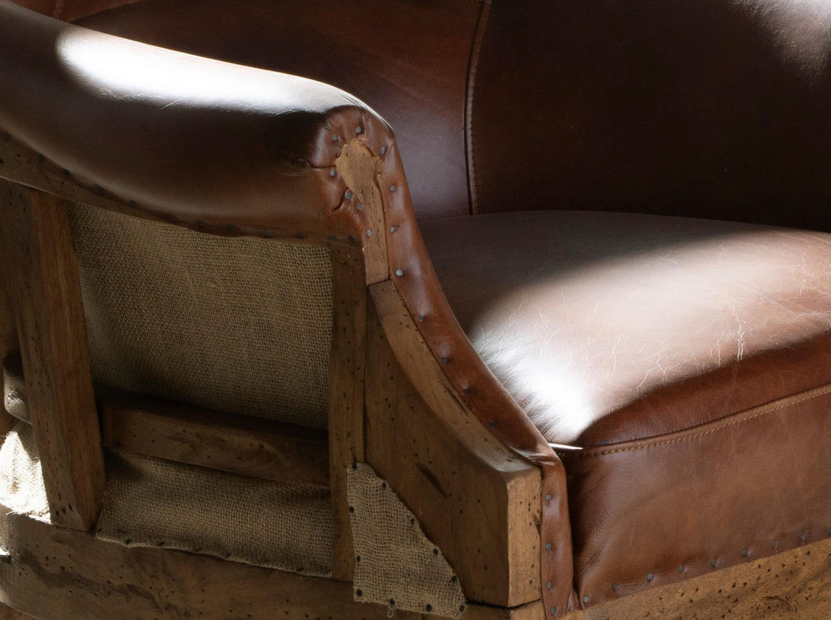 SESSEL Cognacbraun Walnuss 73/89/93 cm - Braun, Leder/Holz (73/93/89cm) - ANGEL CERDA