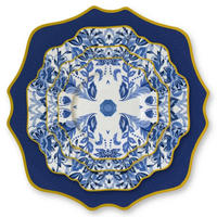 TELLERSET Blumen Goldrand Bone China Weiß Gold 4tlg Ø30 Ø27 Ø20 Ø16 cm - Blau/Goldfarben, Keramik (30/2/2cm) - Quality Elegance