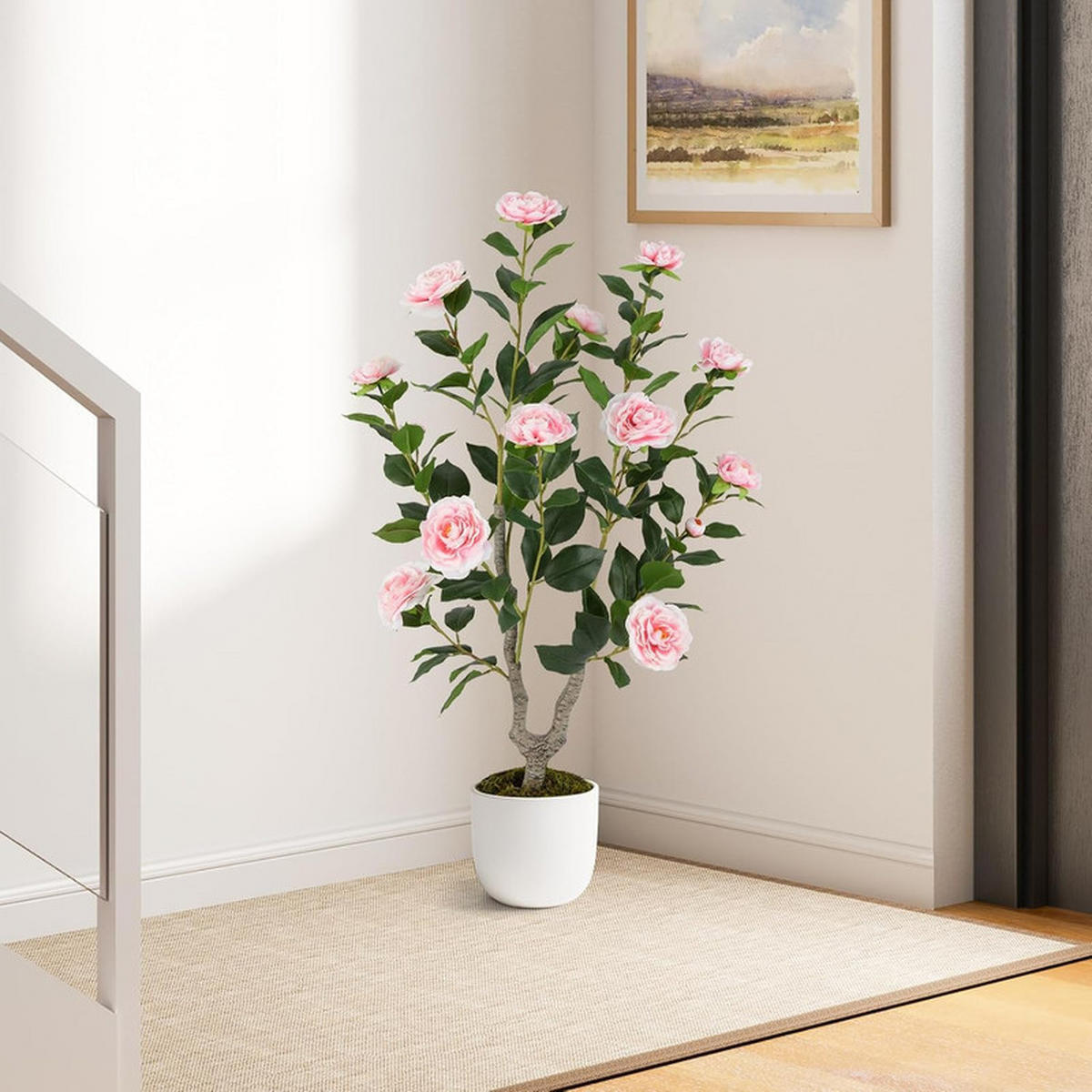 KUNSTBAUM mit Blüten rosa - Pink, Kunststoff (90cm) - COSTWAY