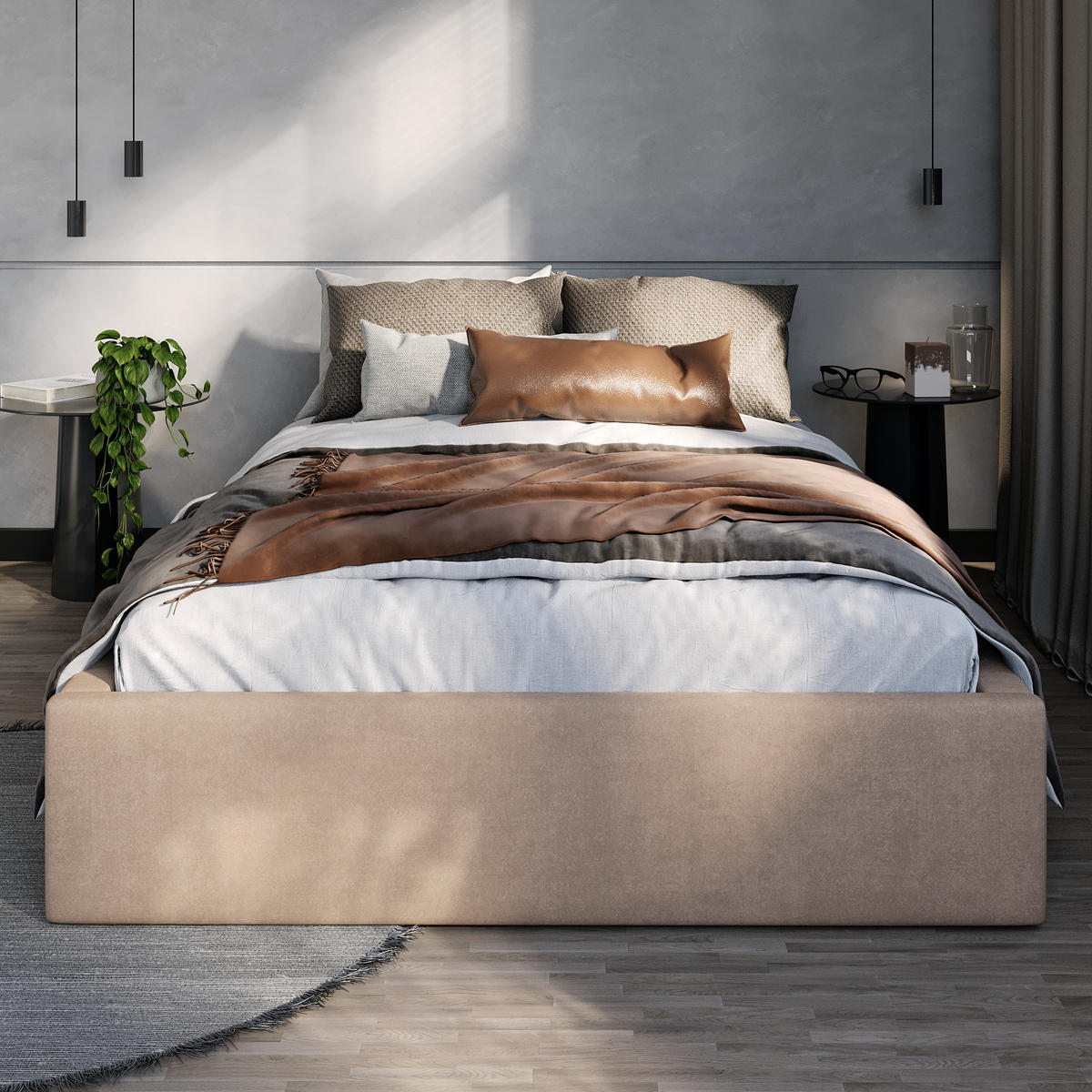 POLSTERBETT 120x200cm Bett mit Stauraum Lattenrost Beige - Beige, Holz/Holzwerkstoff (120/200cm) - Muralo
