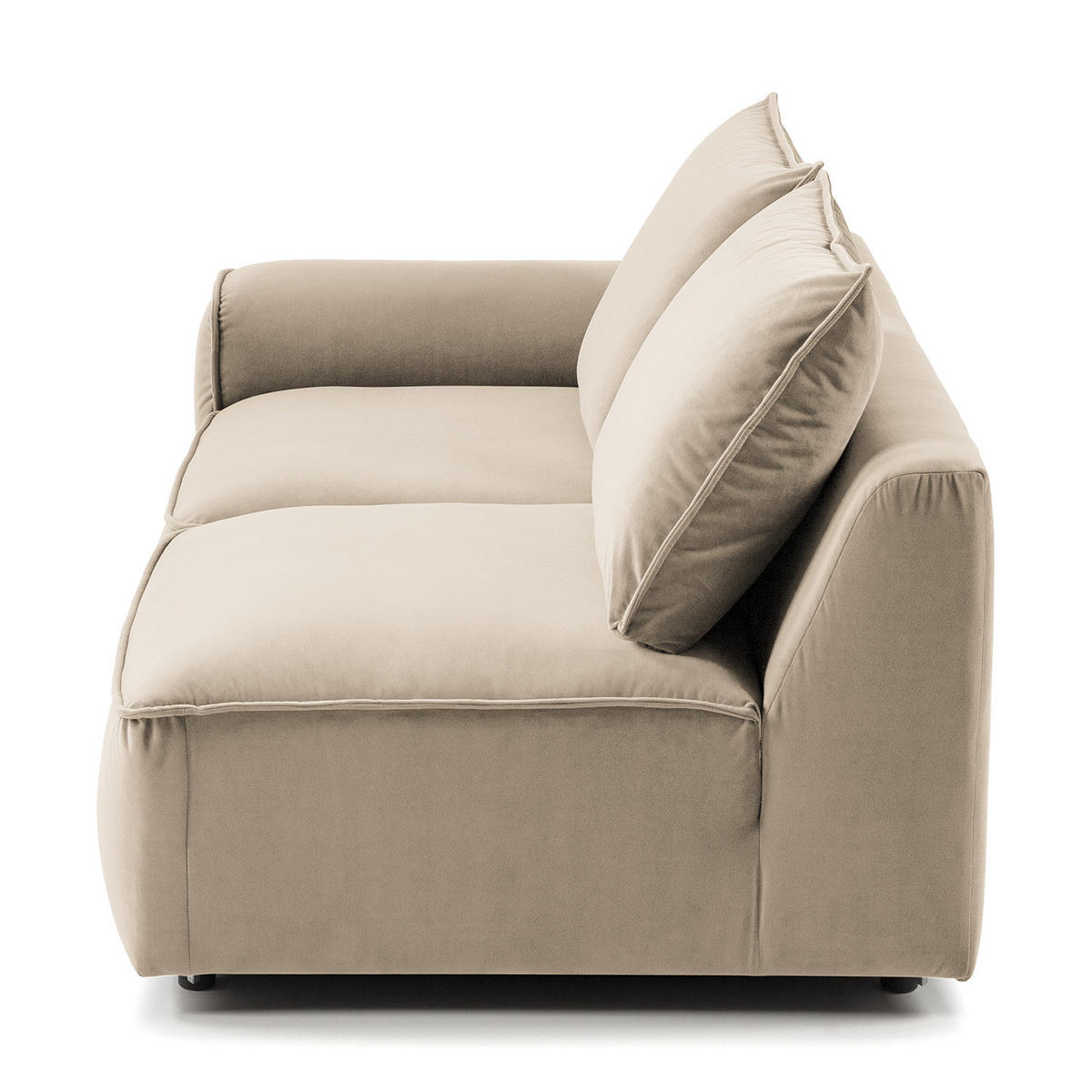 2,5-SITZER SOFA - modular - Beige/Schwarz, Holz/Kunststoff (189/80/99cm) - home24