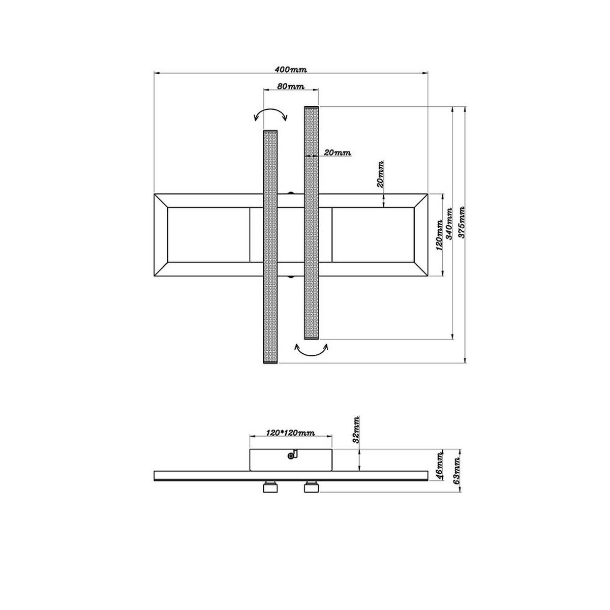 LED DECKENLEUCHTE Kristall Schwarz - Schwarz, Metall (40/37.5/6.3cm) - Globo Lighting