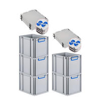 EUROBOX 5x Nextgen Color Mit Auflagedeckel 32x30x40cm Griffe Blau Geschlossen - Blau, Kunststoff (30/32/40cm) - PROREGAL
