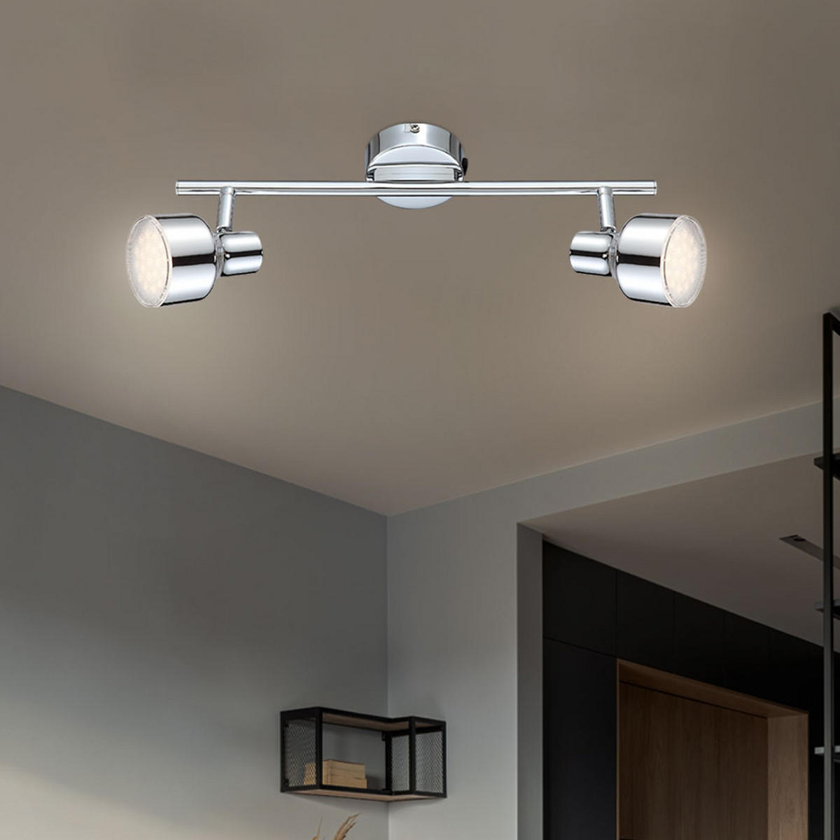 LED DECKENLEUCHTE ROIS Silber Chrom - Silberfarben, Metall (38/8/1cm) - Globo Lighting