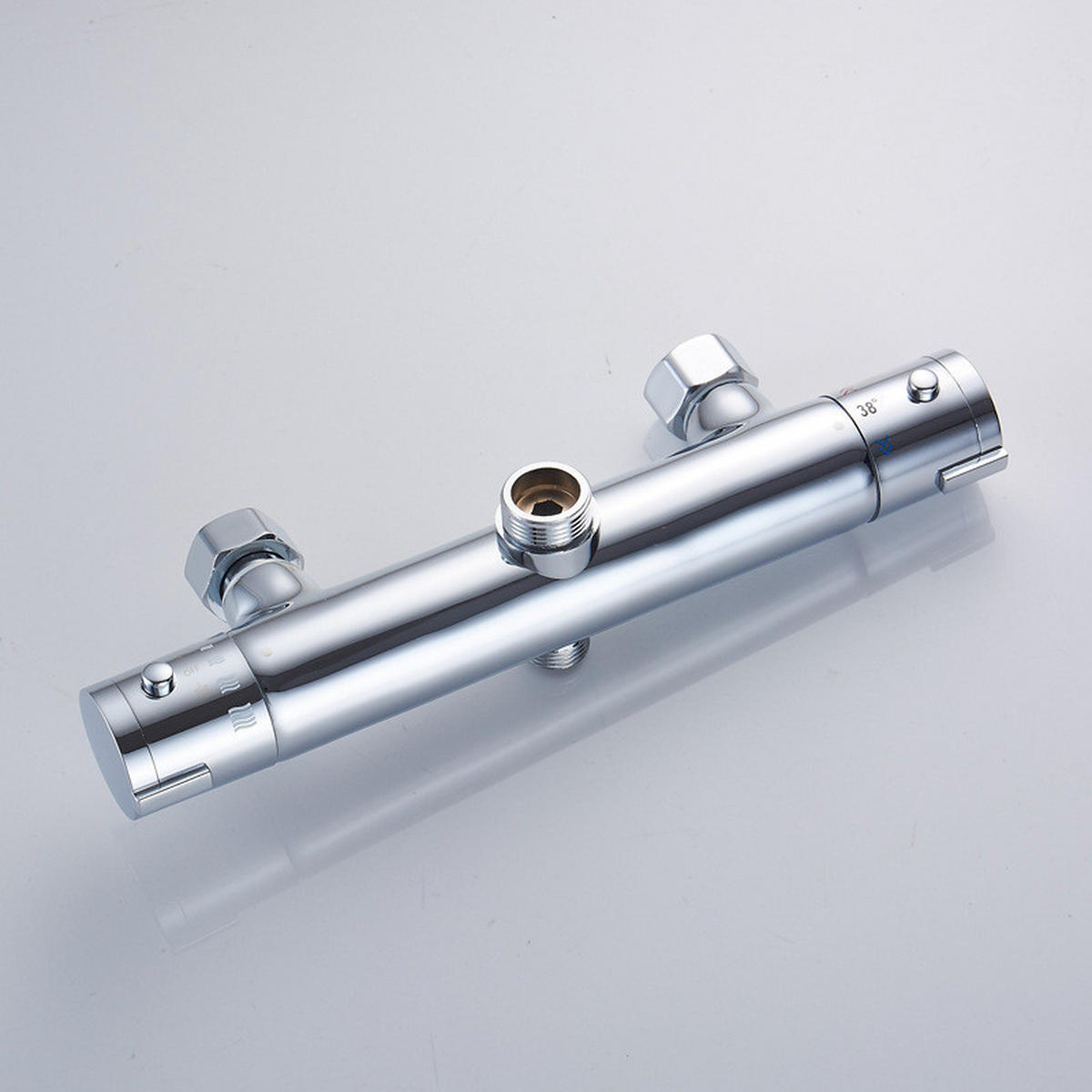 DUSCHARMATUR, Thermostat-Brausebatterie mit 2 Wandausgängen - Silberfarben, Metall (7.5/7.5/30cm) - BELZ