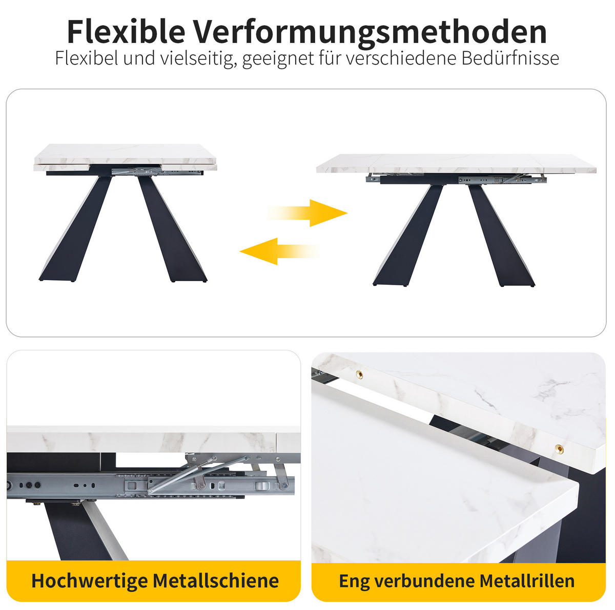ESSTISCH-SET, MDF in Marmoroptik mit Ausziehtisch & 4 Samtstühlen, 99-159/74/77 cm, Weiß - Weiß, Holzwerkstoff - Redom