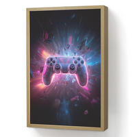 NÁSTĚNNÁ LAMPA S AKUMULÁTOREM Controller - Neon - Explosion - Abstraktní 40x60 cm - fialová, kompozitní dřevo (40/60/8cm)