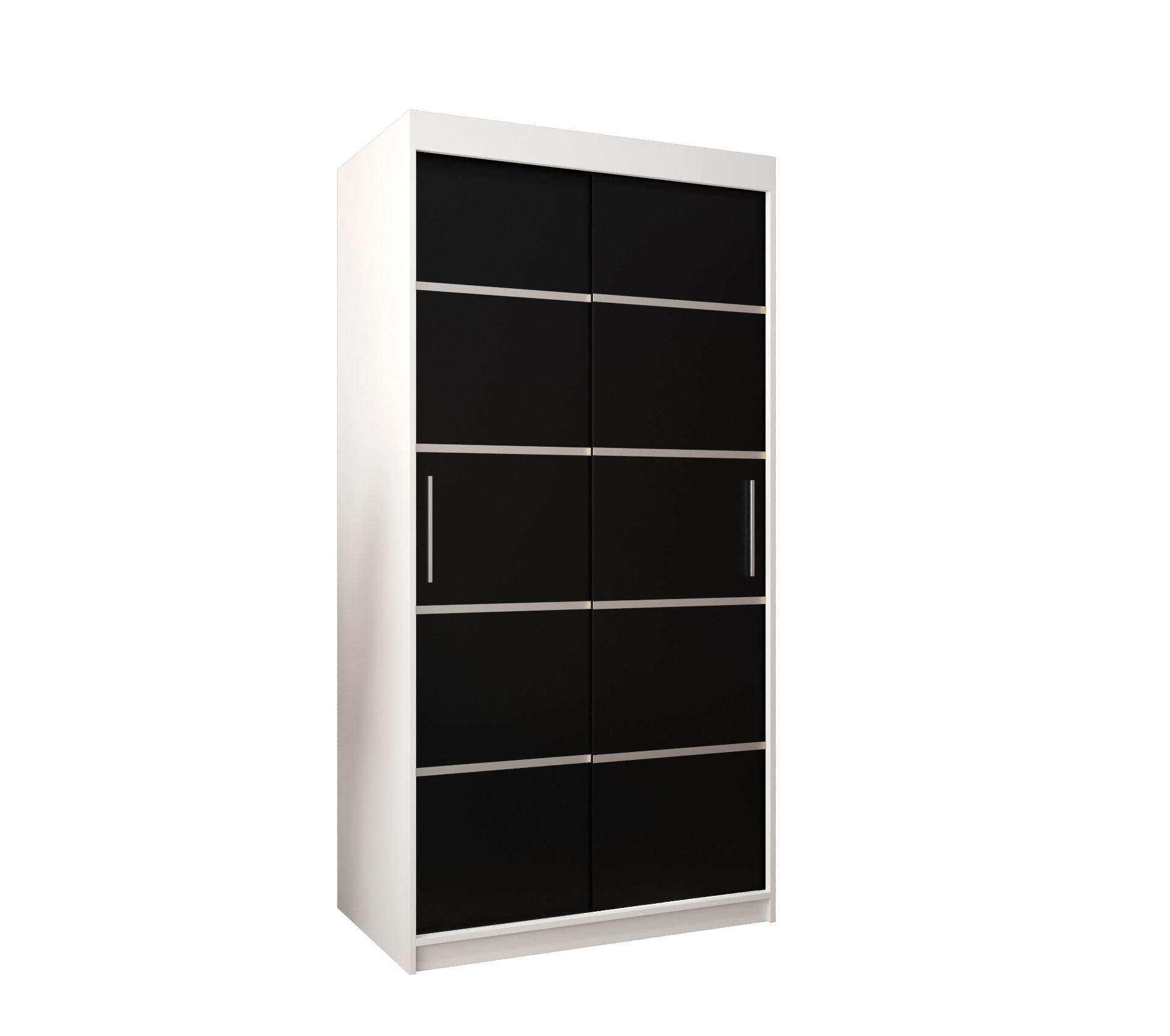 SCHWEBETÜRENSCHRANK 200/100/62 2-türig - Silberfarben/Schwarz, Holz/Kunststoff (100/200/62cm) - Abiks Möbel