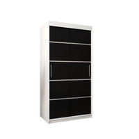 SCHWEBETÜRENSCHRANK 200/100/62 2-türig - Silberfarben/Schwarz, Holz/Kunststoff (100/200/62cm) - Abiks Möbel