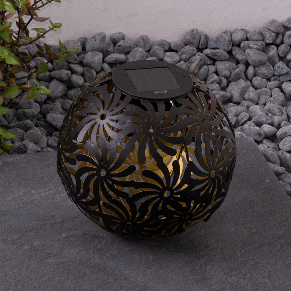 LED AUSSENLEUCHTE Geflechtkugel Schwarz Gold - Schwarz, Metall (18.5/18.5/54cm)