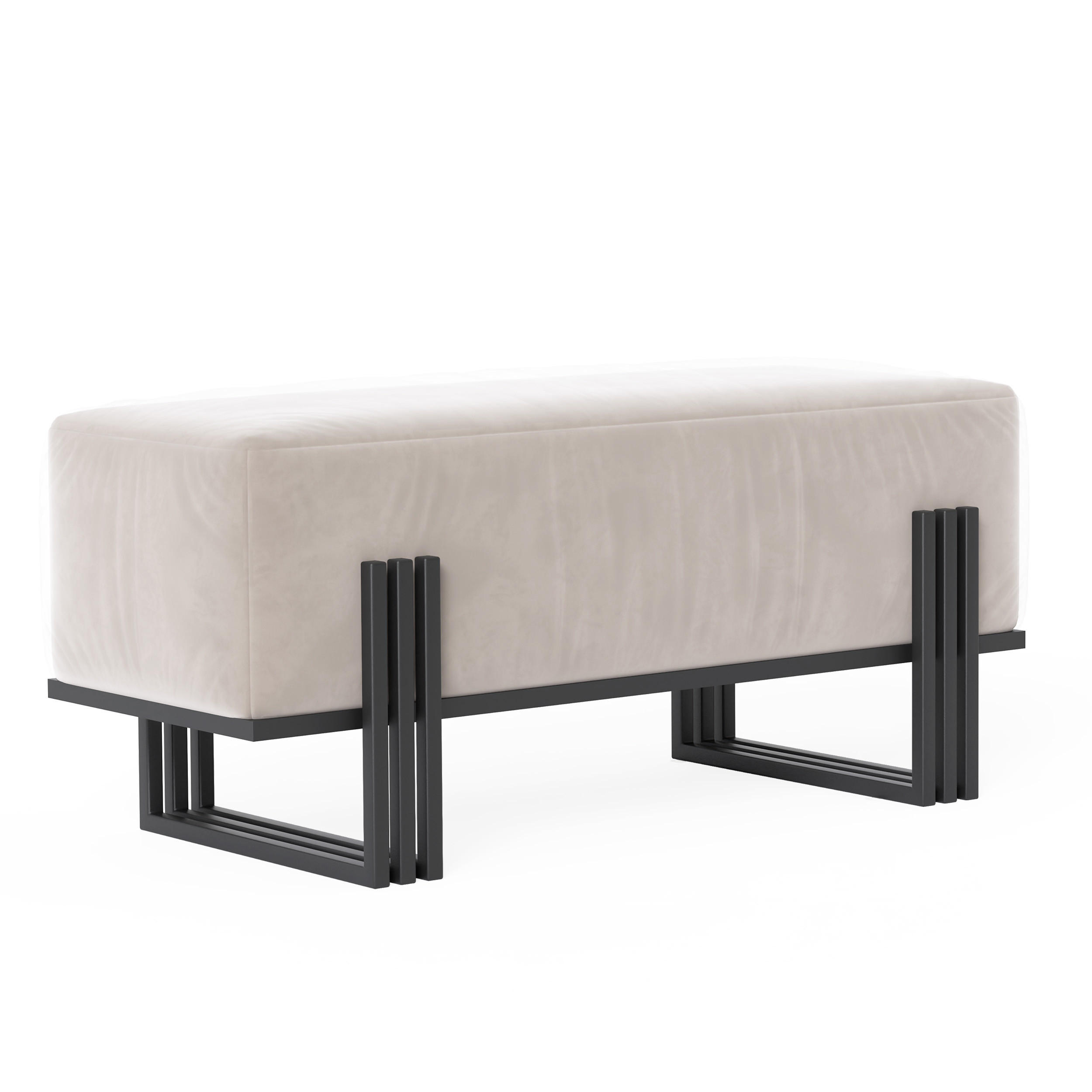POLSTERBANK TEO 80 cm Schwarz / Creme ,Metallgestell - Creme, Metall (80/47/35cm) - Idohome