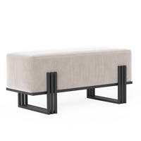 POLSTERBANK TEO 100 cm Schwarz / Creme ,Metallgestell - Creme, Metall (100/47/35cm) - Idohome