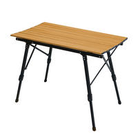 CAMPINGTISCH Höhenverstellbar Holzoptik - Naturfarben, Metall (51.5/90/68cm) - JAWINIO