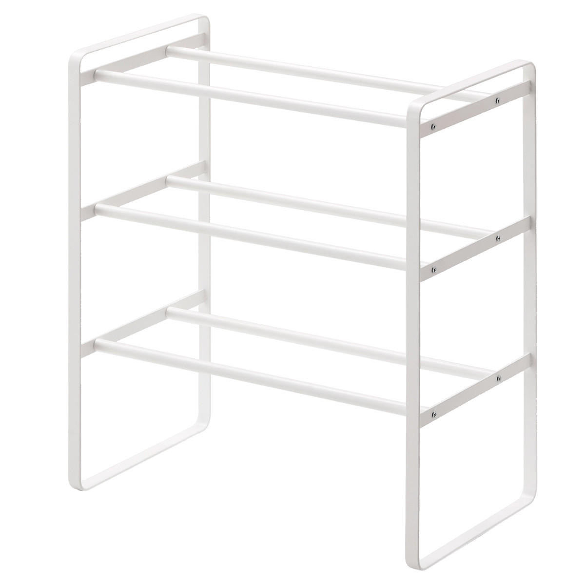 SCHWARZES Schuhregal, ausziehbar, 3 Ebenen - L41-70 cm - Weiß, Metall (25/46/41cm) - Yamazaki