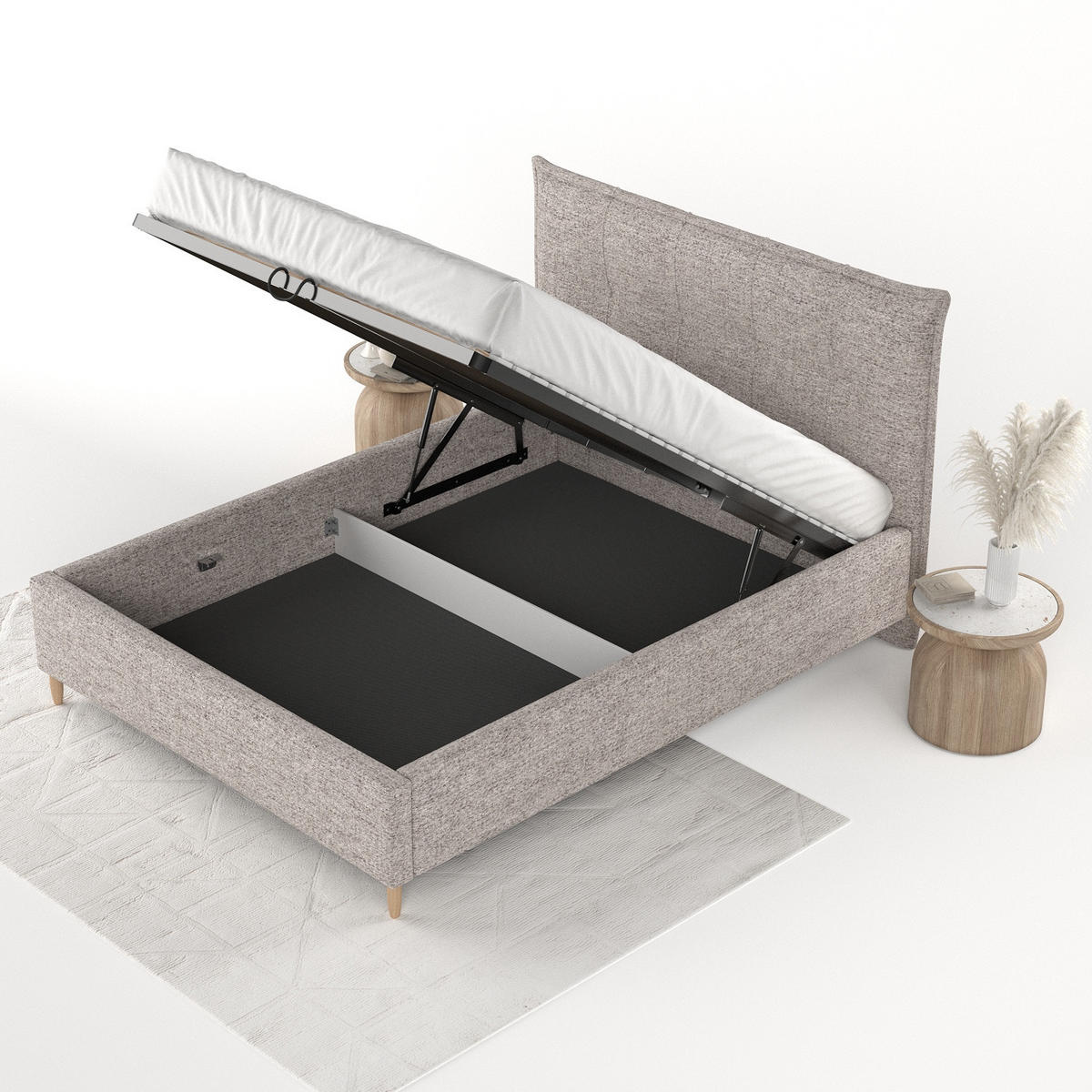 POLSTERBETT Plaza 120/200 cm Beige im Neve Stoff - Beige/Naturfarben, Holz/Holzwerkstoff (120/200cm) - AltaBeds