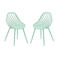 GARTENSTUHL - 54.5cm x 49cm - Polypropylen - mandelgrün - MALAGA - Grün, Metall (54.5/84/49cm) - Vente-Unique