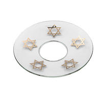 GLAS-KERZENMANSCHETTE (Bobeches) "Davidstern" für Kerzen bis Ø 25 mm - Transparent, Paraffin (7/0.2/7cm) - Holfeuer Crystal Design