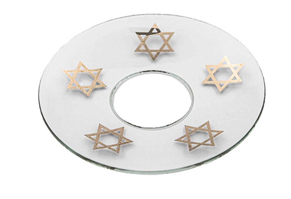 GLAS-KERZENMANSCHETTE (Bobeches) "Davidstern" für Kerzen bis Ø 25 mm - Transparent, Paraffin (7/0.2/7cm) - Holfeuer Crystal Design