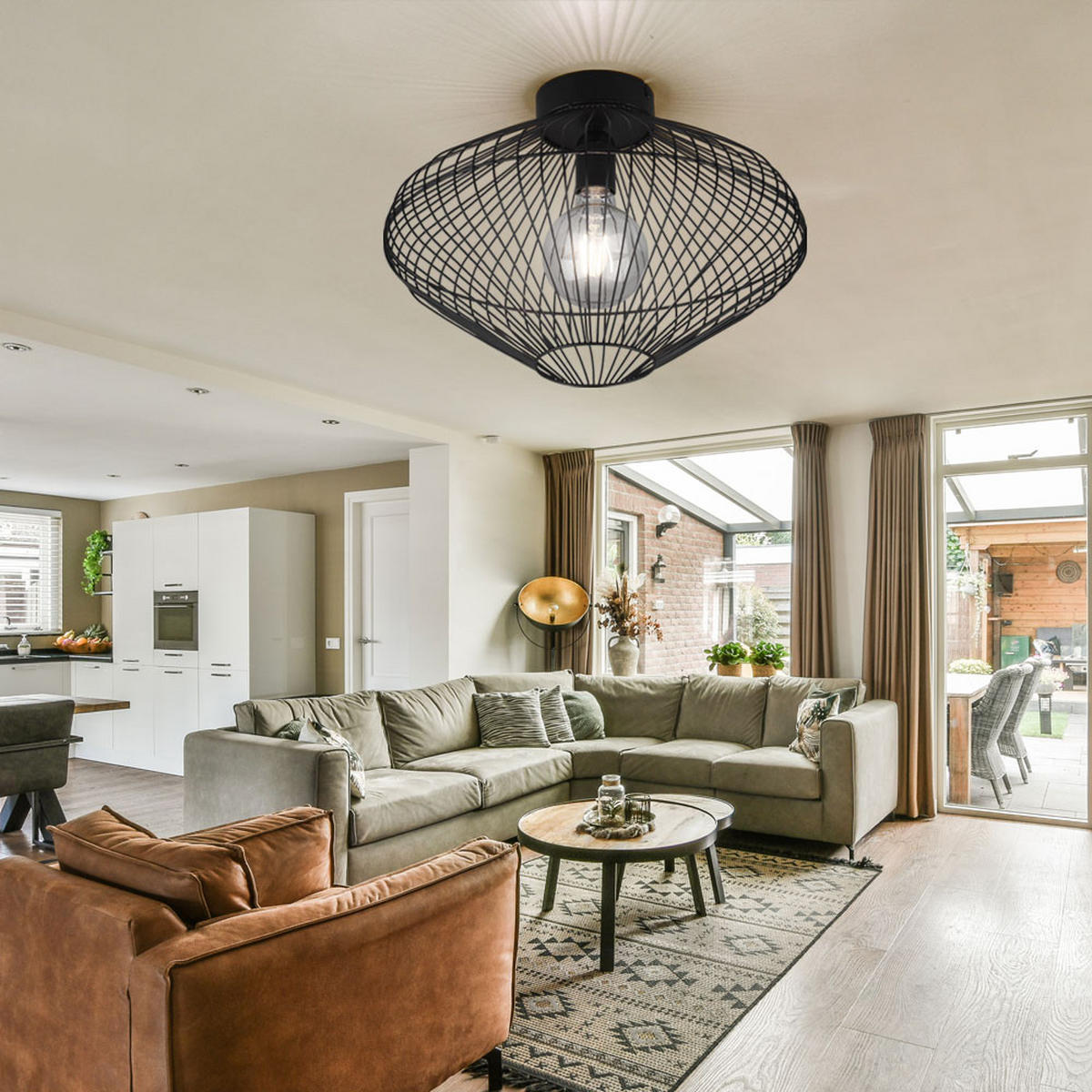 DECKENLEUCHTE Metall Schwarz Rund - Schwarz, Metall (38/38/26cm)