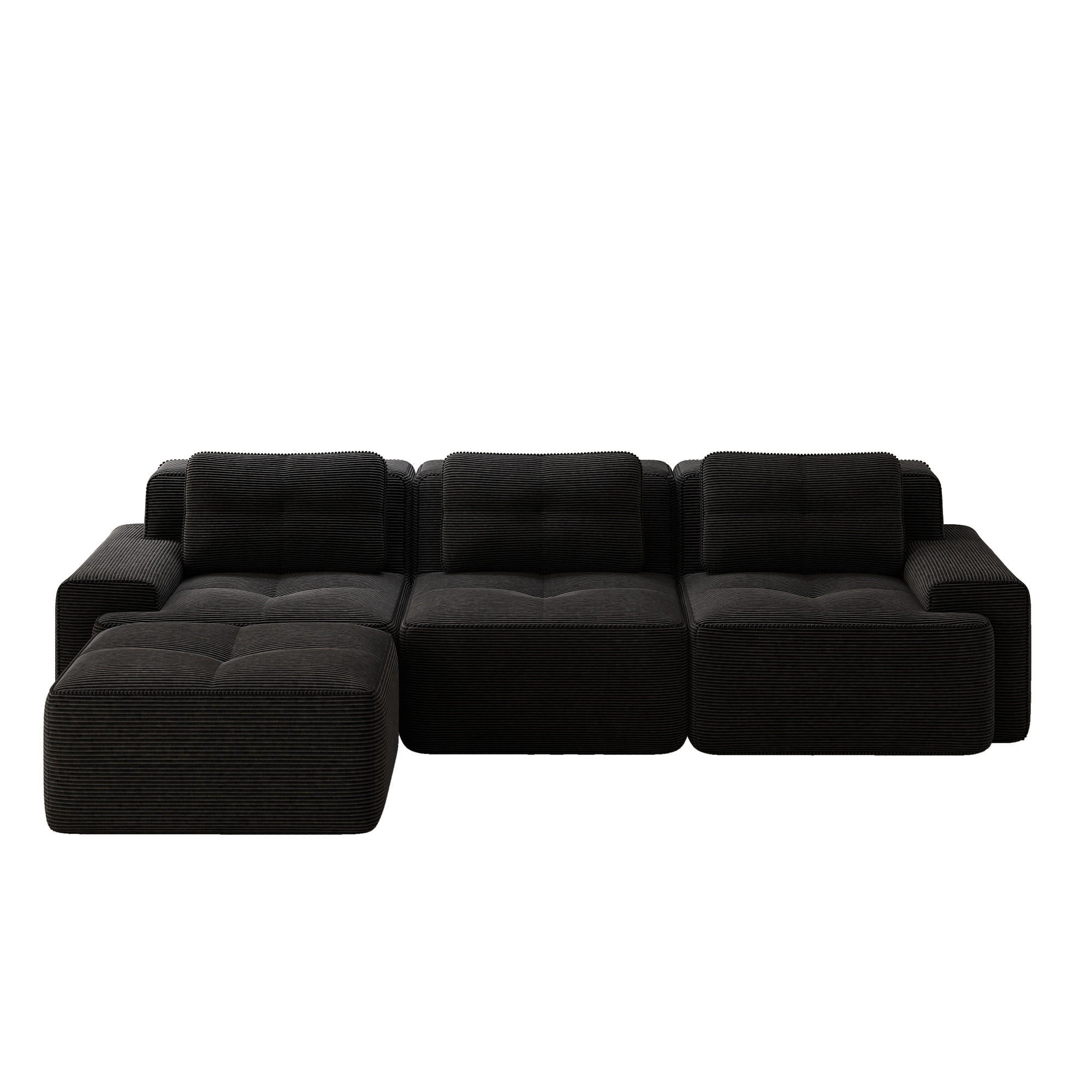 ECKSOFA 293/177/69 cm Schwarz mit Ottoman - Schwarz, Textil (293/177cm) - Oxeza