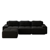 ECKSOFA 293/177/69 cm Schwarz mit Ottoman - Schwarz, Textil (293/177cm) - Oxeza