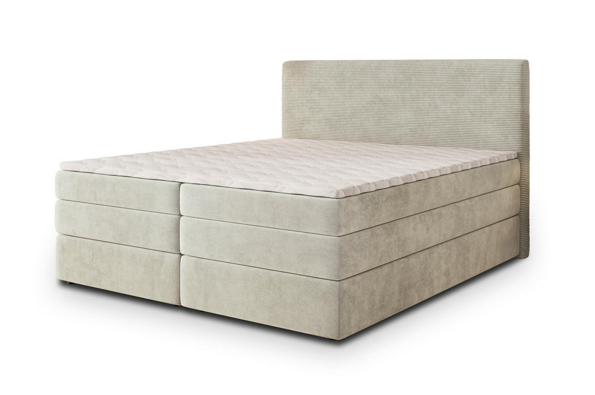 POSTEL BOXSPRING MATERN 160x200 cm, s matrací a úložným prostorem, krémová - krémová, kompozitní dřevo/textil (160/200cm) - MASSENO