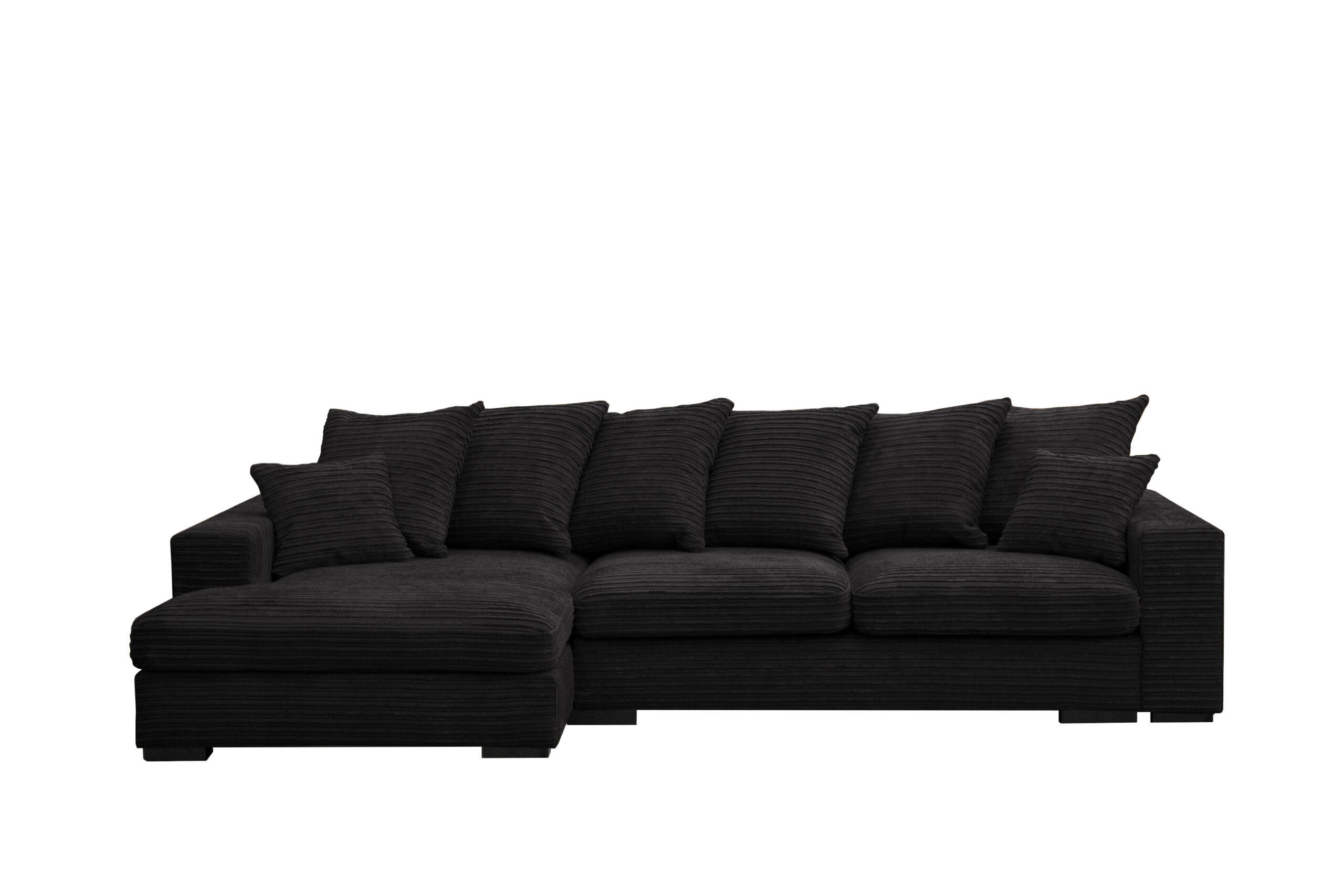 ECKSOFA Mit Schlaffunktion Und Bettkasten Couch L-form Gabon Stoff Zoom Schwarz Links - Schwarz, Holz (155/285cm) - Kaiser Möbel