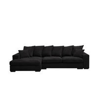 ECKSOFA Mit Schlaffunktion Und Bettkasten Couch L-form Gabon Stoff Zoom Schwarz Links - Schwarz, Holz (155/285cm) - Kaiser Möbel