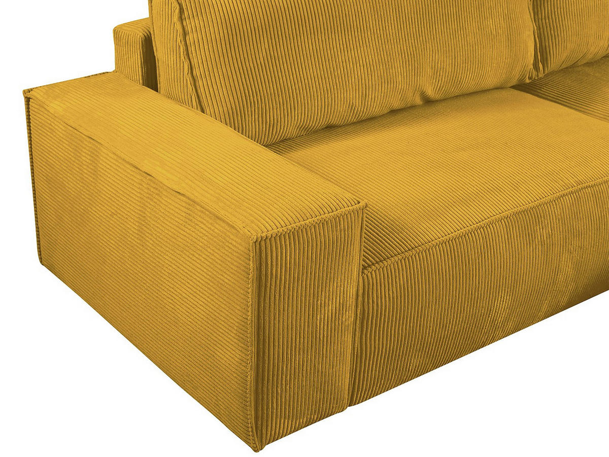 SCHLAFSOFA - 4 Personen - samt - gelb Amelia - Gelb, Textil (257/85/102cm) - Vente-Unique