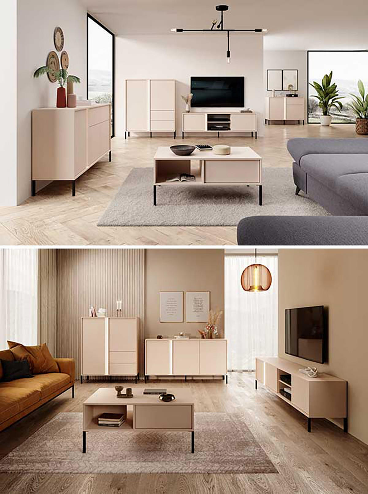 SCHLAFZIMMER-SET Dast Beige 2-teilig - Beige/Braun, Holz/Holzwerkstoff (160/200cm) - Feldmann-Wohnen